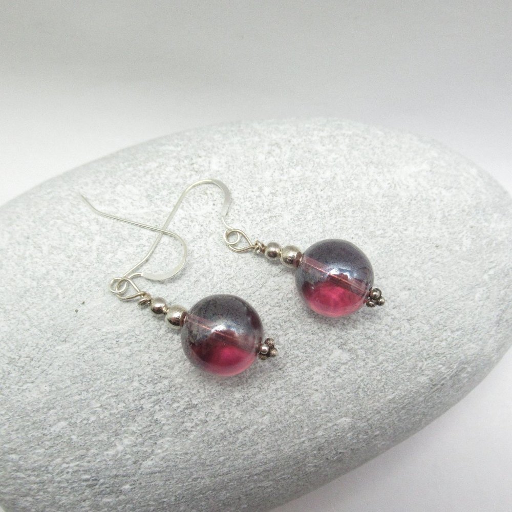 Vintage bead and silver earrings